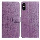 For iPhone X / XS Daisy Embossed Leather Phone Case(Light Purple) - 1