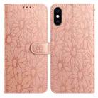 For iPhone X / XS Daisy Embossed Leather Phone Case(Rose Gold) - 1