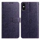 For iPhone X / XS Daisy Embossed Leather Phone Case(Dark Purple) - 1