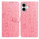 For iPhone 17 Daisy Embossed Leather Phone Case(Pink) - 1