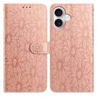 For iPhone 17 Daisy Embossed Leather Phone Case(Rose Gold) - 1