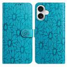 For iPhone 17 Daisy Embossed Leather Phone Case(Blue) - 1