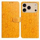 For iPhone 17 Pro Daisy Embossed Leather Phone Case(Yellow) - 1