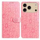 For iPhone 17 Pro Max Daisy Embossed Leather Phone Case(Pink) - 1