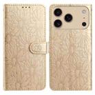 For iPhone 17 Pro Max Daisy Embossed Leather Phone Case(Gold) - 1