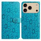For iPhone 17 Pro Max Daisy Embossed Leather Phone Case(Blue) - 1