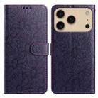 For iPhone 17 Pro Max Daisy Embossed Leather Phone Case(Dark Purple) - 1