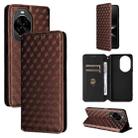 For Huawei nova 14 5G Cubic Grid Texture Flip Leather Phone Case(Brown) - 1