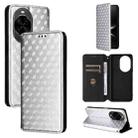 For Huawei nova 14 Ultra 5G Cubic Grid Texture Flip Leather Phone Case(Silver) - 1