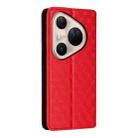 For Huawei Pura 80 Ultra 5G Cubic Grid Texture Flip Leather Phone Case(Red) - 3