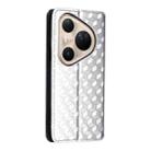 For Huawei Pura 80 Ultra 5G Cubic Grid Texture Flip Leather Phone Case(Silver) - 3