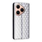For Huawei Pura 80 5G Cubic Grid Texture Flip Leather Phone Case(Silver) - 3