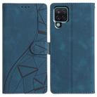For Samsung Galaxy M33 Triangles Embossed Leather Phone Case(Blue) - 1