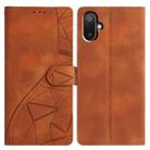 For Samsung Galaxy M06 5G Triangles Embossed Leather Phone Case(Brown) - 1