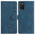 For Samsung Galaxy A02s 164mm Triangles Embossed Leather Phone Case(Blue) - 1