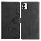 For Samsung Galaxy A04 Triangles Embossed Leather Phone Case(Black) - 1