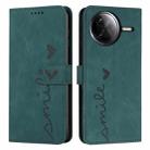 For Xiaomi Poco F7 Pro / Poco F7 Ultra Skin Feel Heart Embossed Leather Phone Case with Long Lanyard(Green) - 1