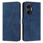For Xiaomi Poco F7 Skin Feel Heart Embossed Leather Phone Case with Long Lanyard(Blue) - 1