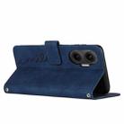 For Xiaomi Poco F7 Skin Feel Heart Embossed Leather Phone Case with Long Lanyard(Blue) - 3