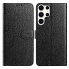 For Samsung Galaxy S25 Ultra 5G Daisy Embossed Leather Phone Case(Black) - 1