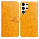 For Samsung Galaxy S24 Ultra 5G Daisy Embossed Leather Phone Case(Yellow) - 1