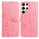 For Samsung Galaxy S24 Ultra 5G Daisy Embossed Leather Phone Case(Pink) - 1
