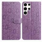 For Samsung Galaxy S24 Ultra 5G Daisy Embossed Leather Phone Case(Light Purple) - 1