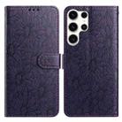For Samsung Galaxy S24 Ultra 5G Daisy Embossed Leather Phone Case(Dark Purple) - 1