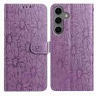 For Samsung Galaxy S24 / S25 5G Daisy Embossed Leather Phone Case(Light Purple) - 1