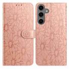 For Samsung Galaxy S24 / S25 5G Daisy Embossed Leather Phone Case(Rose Gold) - 1