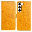For Samsung Galaxy S23+ 5G Daisy Embossed Leather Phone Case(Yellow) - 1