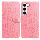 For Samsung Galaxy S23+ 5G Daisy Embossed Leather Phone Case(Pink) - 1