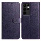 For Samsung Galaxy S23 Ultra 5G Daisy Embossed Leather Phone Case(Dark Purple) - 1