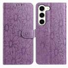 For Samsung Galaxy S23 5G Daisy Embossed Leather Phone Case(Light Purple) - 1