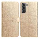 For Samsung Galaxy S22+ 5G Daisy Embossed Leather Phone Case(Gold) - 1