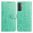 For Samsung Galaxy S22+ 5G Daisy Embossed Leather Phone Case(Green) - 1