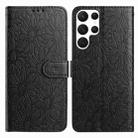 For Samsung Galaxy S22 Ultra 5G Daisy Embossed Leather Phone Case(Black) - 1
