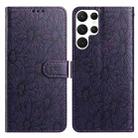 For Samsung Galaxy S22 Ultra 5G Daisy Embossed Leather Phone Case(Dark Purple) - 1