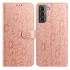 For Samsung Galaxy S21+ 5G Daisy Embossed Leather Phone Case(Rose Gold) - 1