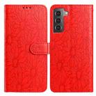 For Samsung Galaxy S21 5G Daisy Embossed Leather Phone Case(Red) - 1