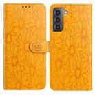 For Samsung Galaxy S21 5G Daisy Embossed Leather Phone Case(Yellow) - 1