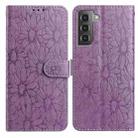 For Samsung Galaxy S21 5G Daisy Embossed Leather Phone Case(Light Purple) - 1