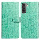 For Samsung Galaxy S21 5G Daisy Embossed Leather Phone Case(Green) - 1