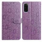 For Samsung Galaxy S20+ 5G Daisy Embossed Leather Phone Case(Light Purple) - 1