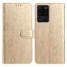 For Samsung Galaxy S20 Ultra 5G Daisy Embossed Leather Phone Case(Gold) - 1