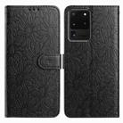 For Samsung Galaxy S20 Ultra 5G Daisy Embossed Leather Phone Case(Black) - 1