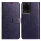For Samsung Galaxy S20 Ultra 5G Daisy Embossed Leather Phone Case(Dark Purple) - 1