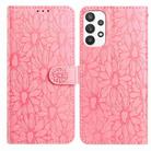 For Samsung Galaxy A72 Daisy Embossed Leather Phone Case(Pink) - 1