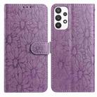 For Samsung Galaxy A53 5G Daisy Embossed Leather Phone Case(Light Purple) - 1