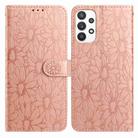 For Samsung Galaxy A52 5G Daisy Embossed Leather Phone Case(Rose Gold) - 1